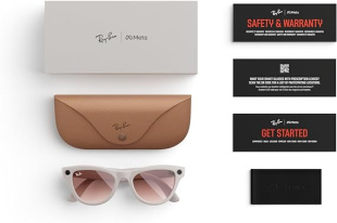 Умные очки Ray-Ban Stories Skyler (глянцевая оправа цвета "серый мел", линзы цвета "розовая корица")