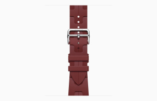 Apple Watch Series 9 Hermès // 45мм GPS+Cellular // Корпус из нержавеющей стали серебристого цвета, ремешок Kilim Single Tour цвета  Rouge H с раскладывающейся застёжкой (Deployment Buckle)