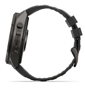 Мультиспортивные часы Garmin Fenix 9 Pro (51mm), титановый корпус Carbon Gray DLC, черный силиконовый ремешок (Black/Pebble Gray)