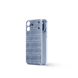 Магнитная накладка Golden Concept Magnetic Shield для iPhone 18 Pro Max, Croco Embossed (Light Blue)