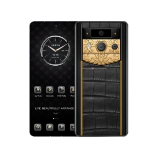 Телефон Vertu METAVERTU 2 Premium Gold Lotus Edition, Black Ceramic, Crocodile Leather (Obsidian Black/Черный обсидиан)