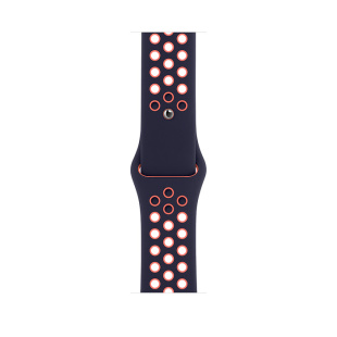 Apple Watch Series 6 // 44мм GPS // Корпус из алюминия цвета «серый космос», спортивный ремешок Nike цвета «Полночный синий/манго»