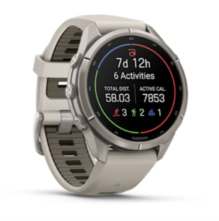 Мультиспортивные часы Garmin Fenix 9 Pro (43mm), титановый корпус, светло-серый силиконовый ремешок (Fog Gray/Dark Sandstone)