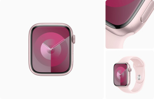 Apple Watch Series 9 // 45мм GPS // Корпус из алюминия розового цвета, спортивный ремешок светло-розового цвета