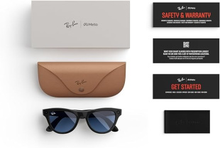 Умные очки Ray-Ban Stories Skyler (Черная глянцевая оправа, прозрачные фотохромные линзы)