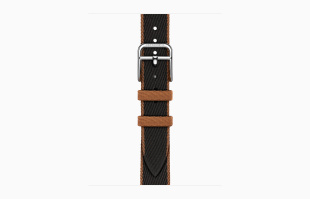 Apple Watch Series 10 Hermès // 42мм GPS+Cellular // Корпус из титана серебристого цвета, ремешок Twill Jump Attelage Single Tour цвета Noir/Gold