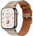 Apple Watch Series 10 Hermès // 46мм GPS+Cellular // Корпус из титана серебристого цвета, ремешок Toile H Single Tour цвета Gold/Écru