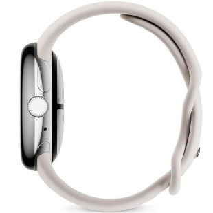 Google Pixel Watch 2, Wi-Fi, серебристый корпус, спортивный ремешок бежевого цвета (Porcelain)