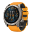 Мультиспортивные часы Garmin Fenix 8 (47mm), Sapphire, титановый светло-серый корпус, оранжевый силиконовый ремешок